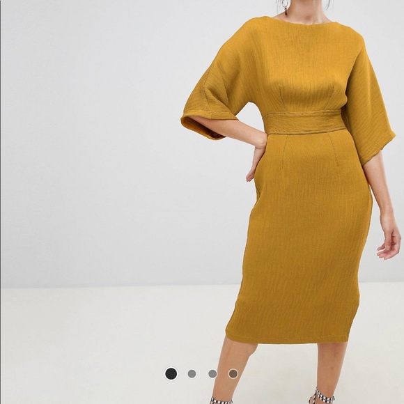 ASOS Dresses & Skirts - ASOS Closet London Mustard Yellow Ribbed Pencil Dress. Brand New